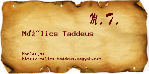 Málics Taddeus névjegykártya